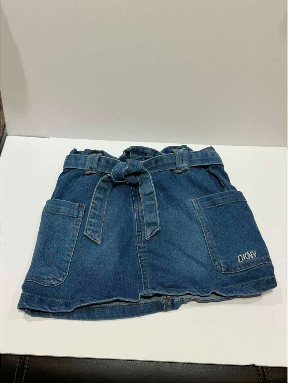 DKNY Girls' Denim Skirt with Belt, Size 6X